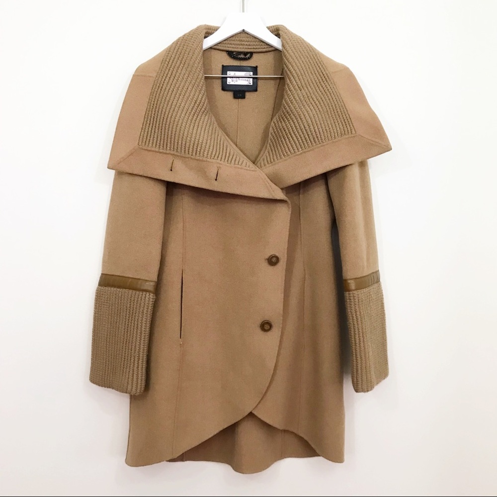Mackage • Camel Wool Leather Drape Trench Coat